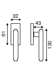 sezioni Dk movimento in fibra con rosetta rettangolare 32x61 mm