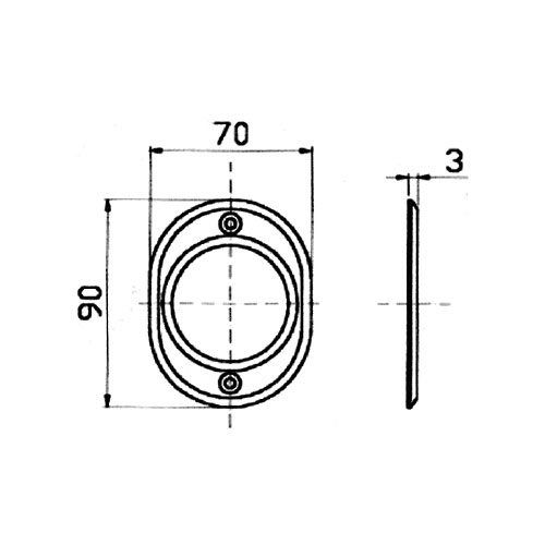 sezioni Mostrina ovale 70x90 mm foro ø 50 mm