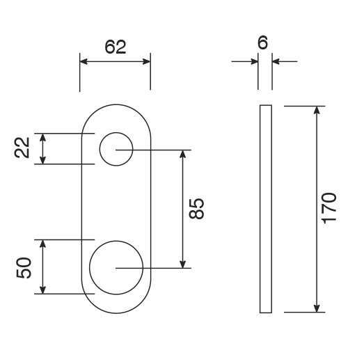 Plate handle ø 50 mm hole sections