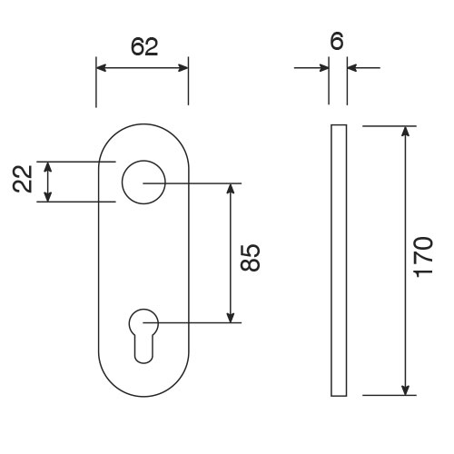 Plate handle yale hole sections