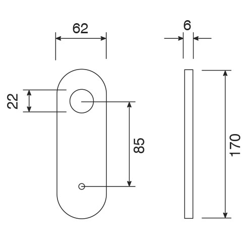 Plate handle ø 10,3 mm hole sections