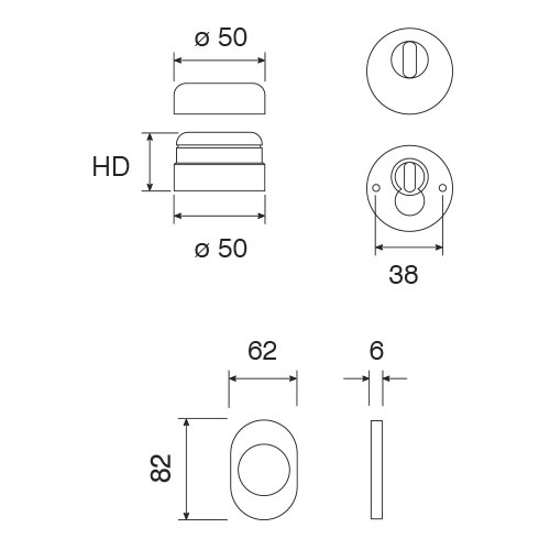 Defender for cylinder ø 50 mm sections